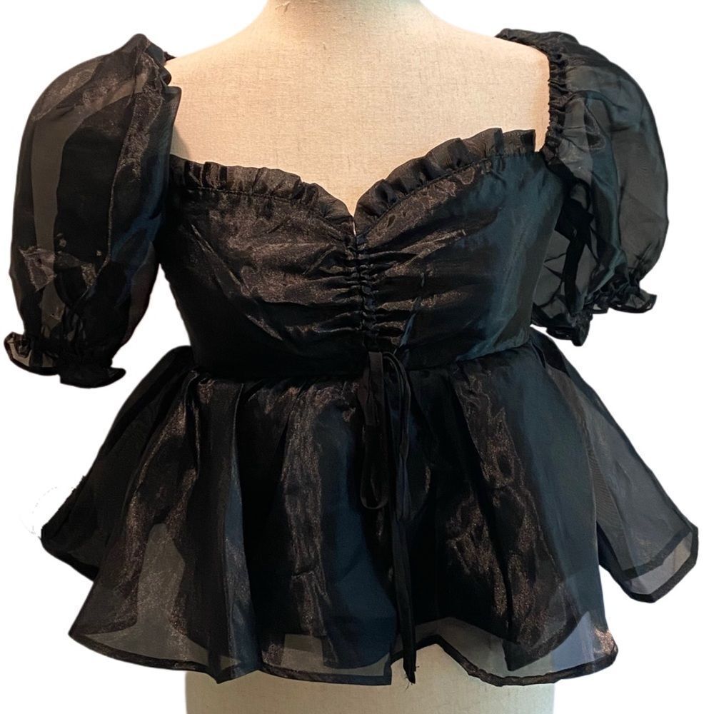 MABLE Black Puff-Sleeve Top NWOT Women’s Small
